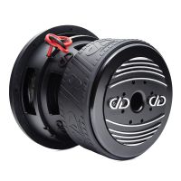 9510L - 10 Inch 9500 Series Subwoofer - Photo angled back to front down right side, showing motor heatsink, boot, basket, leads, all adorned in trademark DD AUDIO embossing.