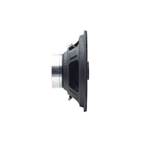 Photo of VO-XN308 profile shot back to front to show heatsink, basket and tip of tweeter