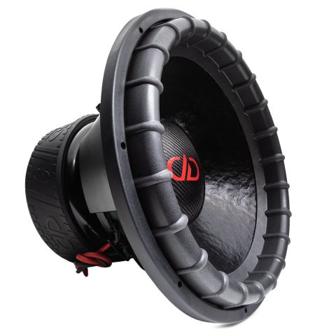 9918c - 18 Inch 9900 Series Subwoofer - Photo angled right to show left, including dustcap, surround, basket, and motor boot with DD AUDIO trademark adorning.
