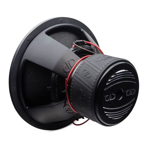 18 inch 818f subwoofer angled back showing motor basket and cone