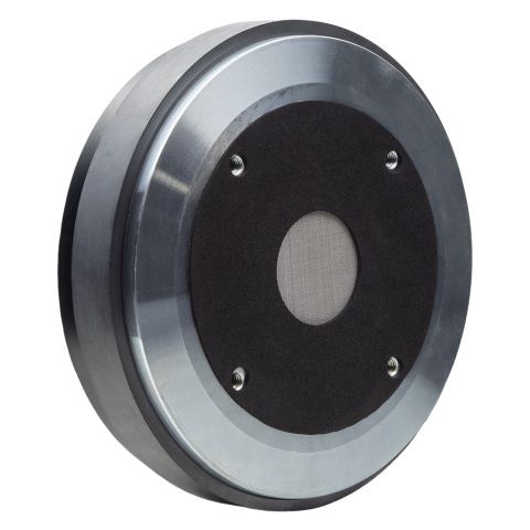 Photo of VO-CT75 angled slightly to show housing and the voice / speaker at the center of the disc design driver