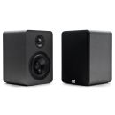 Photo of PM-151 showing pair of studio monitors - on facing forward with screen the other angled, showing tweeter and woofer