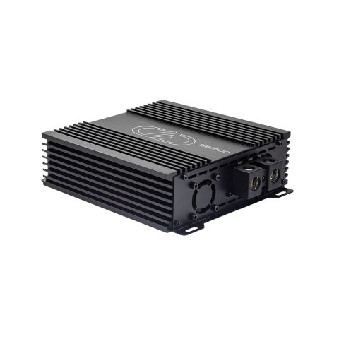 Photo of SS1500 angled to show top plate with logo and model number and connection panel