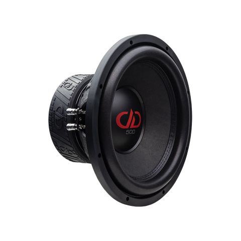 Photo of 512e Subwoofer angled front to back to show cone, dust cap, part of basket and motor