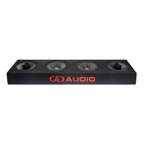 Photo of the plank shot facing front to show DD AUDIO embroidery, two VO-MX206s and two VO-M206s (6 inch mids and coaxials)