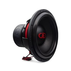 Photo of 715g facing front angled right to show surround, cone, dustcap backed by basket, leads, and motor in boot