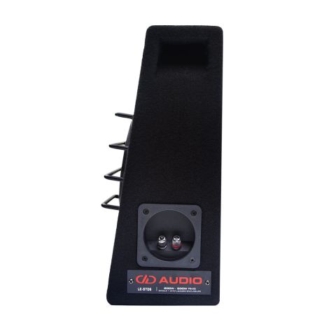 LE-ST06 Loaded Enclosure for tight spaces, photo shot from side profile to show port and connectors, logo and model name plate