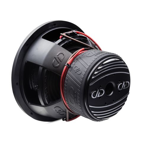 12 inch 712f subwoofer angled back showing motor basket and cone