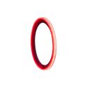 Photo of 8 inch LED speaker ring angled right with a orange-red hue.