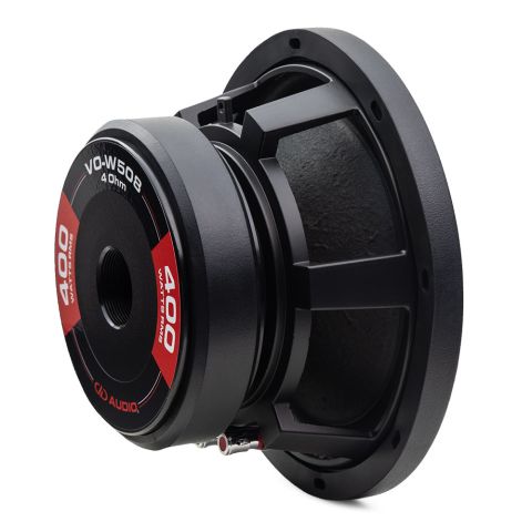 Photo of VO-W508 shot from back to front showing motor with plate sticker, frame and back side of cone