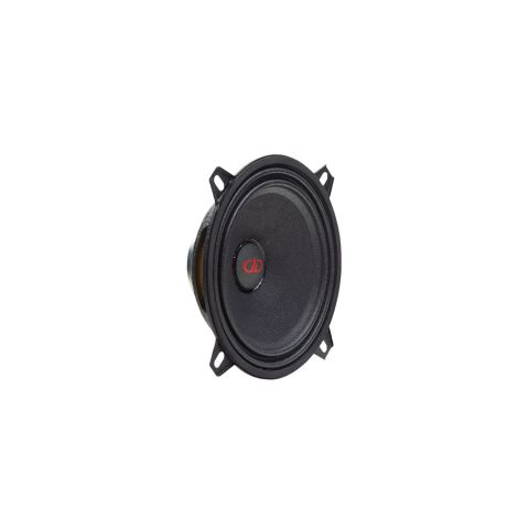 Photo showing VO-MN105 Midrange Neo speaker facing front angled right to show cone, dust cap, mounting brackets