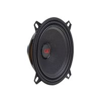 Photo showing VO-MN105 Midrange Neo speaker facing front angled right to show cone, dust cap, mounting brackets