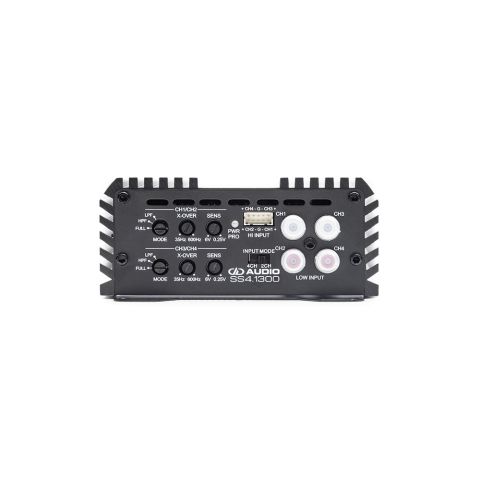 Photo of SS4.1300 showing side with channels, ports, setting knobs and switches