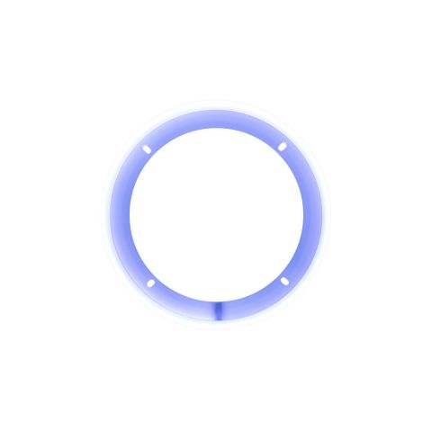 Photo of 6.5 inch LED speaker ring facing front with a purple hue