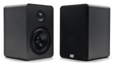 Photo of M-151 showing pair of studio monitors - on facing forward with screen the other angled, showing tweeter and woofer