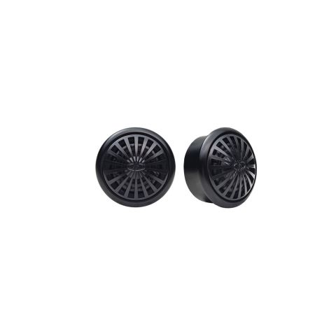 Photo showing pair of C-TW20 tweeters - one facing front, the other angled slightly, both with grill and DD logo
