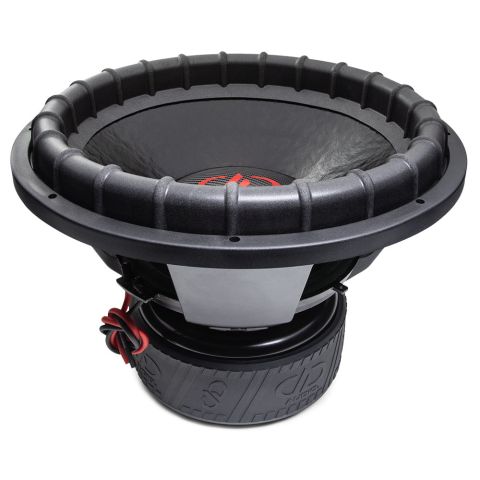 9918C - 18 Inch, 9900 Series Subwoofer - Photo angled top to bottom showing surround, part of dustcap and cone, basket and motor boot with trademark DD AUDIO logo adorning.
