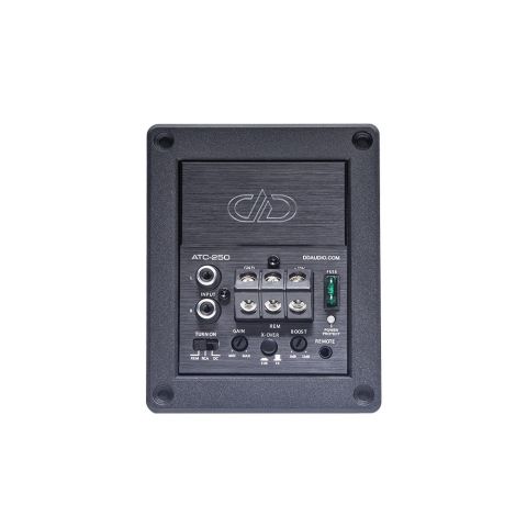 Photo of ATC-250 angled to show front face - logo, connections, settings