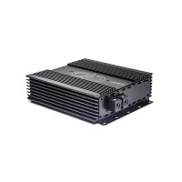 Photo of M2500 angled back to the left showing side, top plate, and power connection side panel