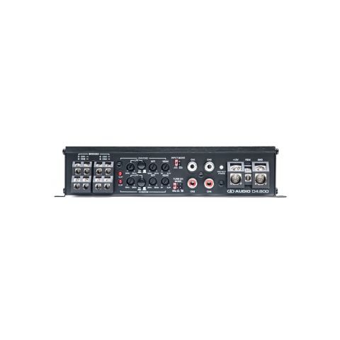 Photo of D4.800 control panel with speaker connection points and settings