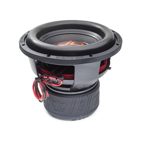 Photo of 712G top down angled forward to show surround, cone, dustcap backed by basket, leads, and motor in boot