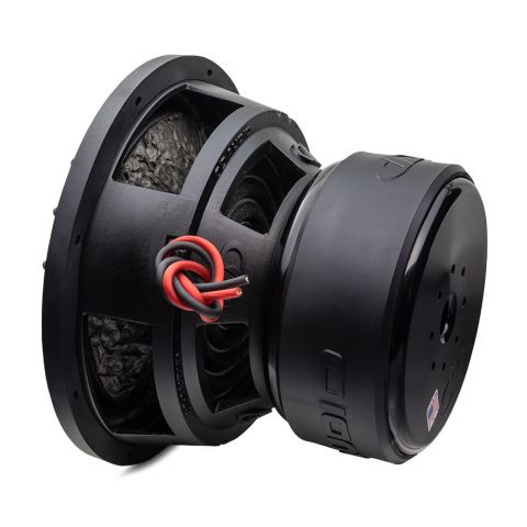 12 inch 9500 series subwoofer angled back to the left showing side of motor basket and cone