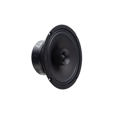 Photo of VO-MX208 angled to show midrange cone, tweeter, and part of motor