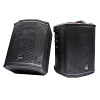 Photo of two rager-wpa-3.1 Wireless Pro Audio speakers side by side, shot facing front showing angles