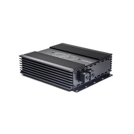 Photo of M2500 angled back to the left showing side, top plate, and power connection side panel
