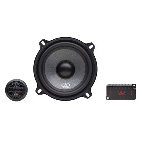 Photo of RL-CW5.25b component set with tweeter, midrange and crossover facing front