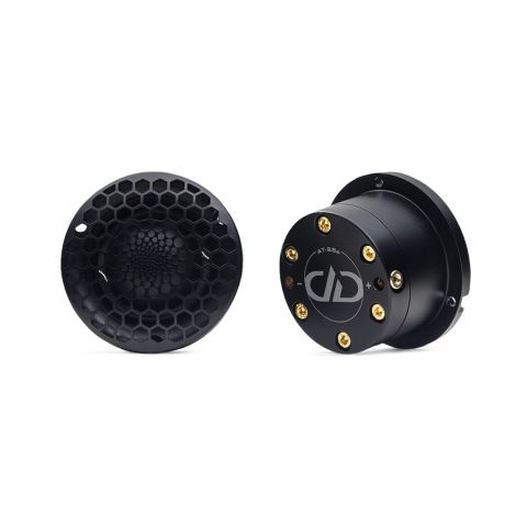 28mm a series tweeter angled right showing grill and angled back of motor and terminals