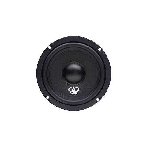 Photo of the B component set midrange facing front to show the DD AUDIO logo on the cone