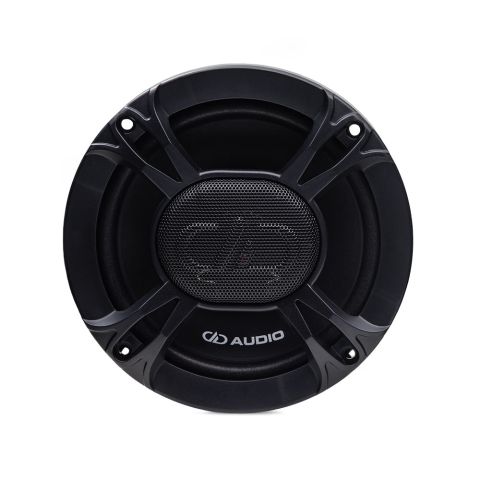 Photo of GRP-6.5 Mesh Grill on a coaxial speaker, facing front to show DD embossed mesh logo