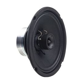 Photo of VO-XN308 angled right to show cone, tweeter, and part of heatsink