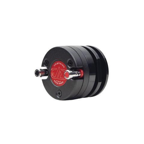 Photo of VO-BTN125 angled back to front showing DD logo, connection terminals and motor housing