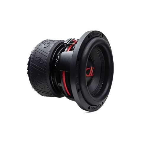 8 inch 600 Series subwoofer angled right side showing dust cap, cone, surround, basket and motor