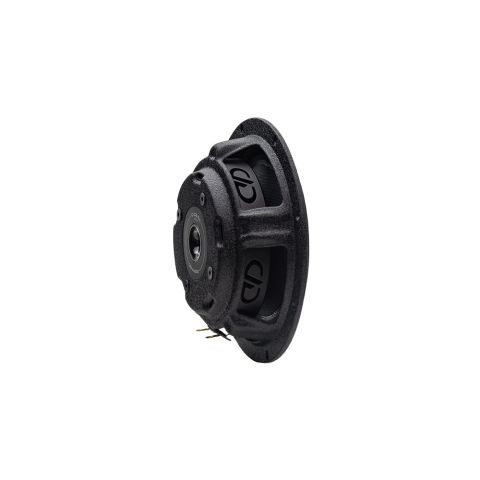 Photo of C Series 6.5 Woofer component shot back to front angled left to show integrated motor and venting with DD logo in the basket