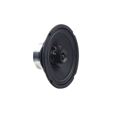 Photo of VO-XN308 angled right to show cone, tweeter, and part of heatsink