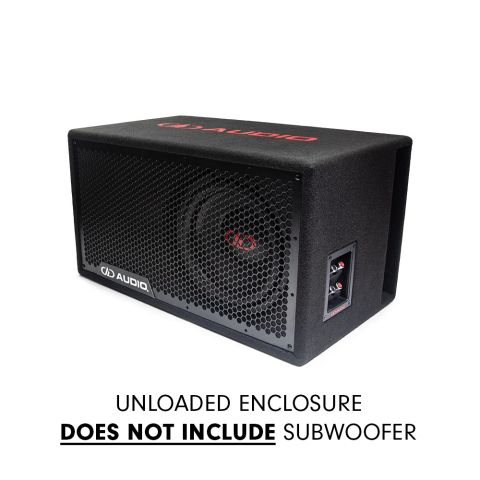 10 Inch UNLOADED enclosure containing text "Does Not Include Subwoofer"