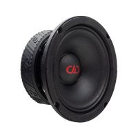 Photo of VO-M406-C Midrange shot front to back angled to show gasket, surround, full cone, logo, and motor with boot