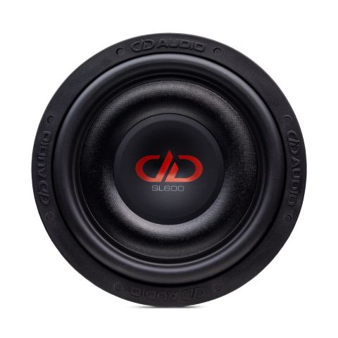 10 inch SL Slim Series Subwoofer front view of logo, dust cap cone and surround